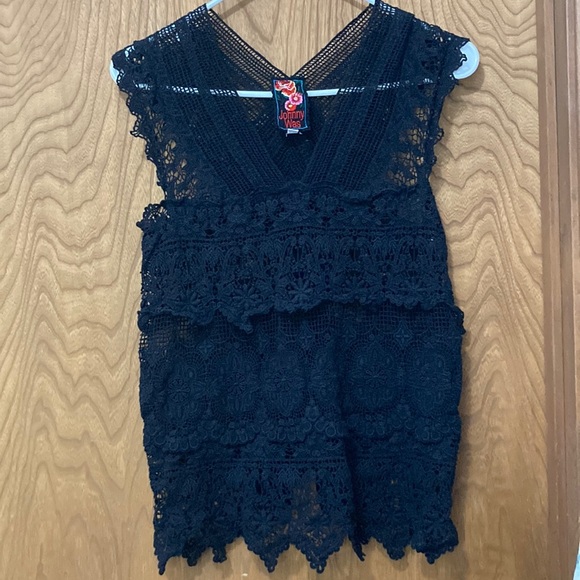 Johnny Was size small black sleeveless crochet top GUC - Picture 1 of 6